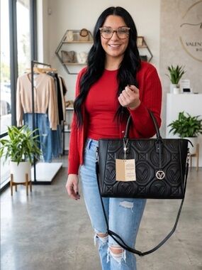 Valentino Orlandi Black Quilted Tote